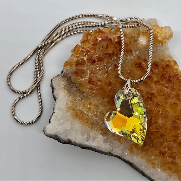 Swarovski Crystal Drop Heart Sterling Silver - Picture 1 of 4